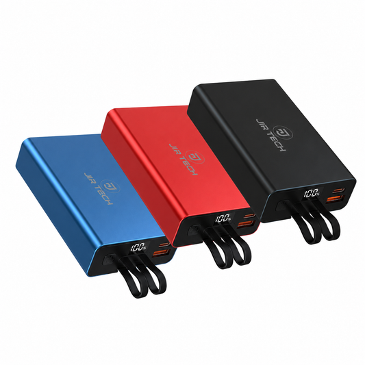 JIR Tech® Powerbank 10.000 mAh – Compact met Ingebouwde Kabels