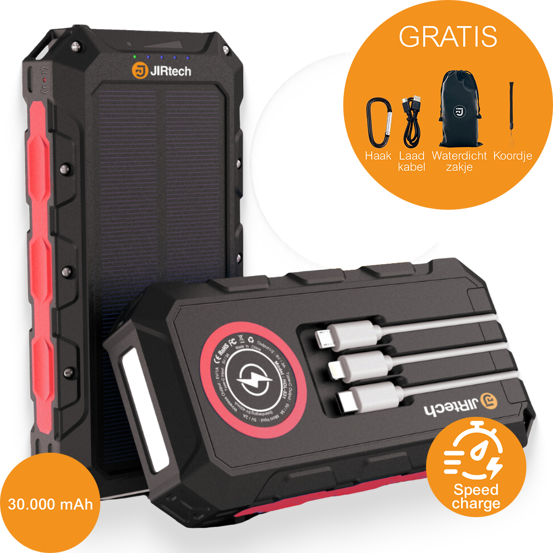 JIRTech® - Solar Powerbank 30,000 mAh